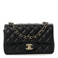 Chanel Lambskin Quilted Mini Rectangular Flap Black