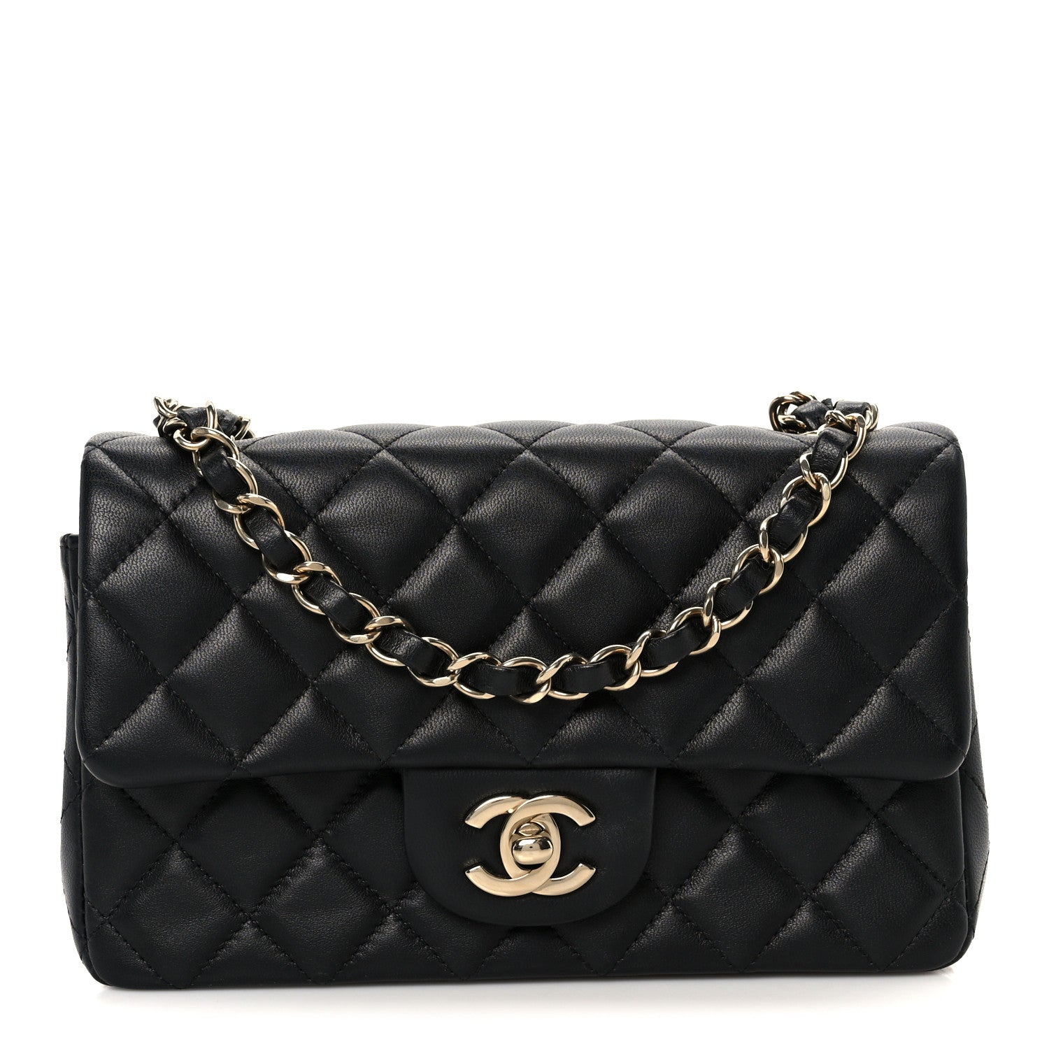 Chanel Lambskin Quilted Mini Rectangular Flap Black