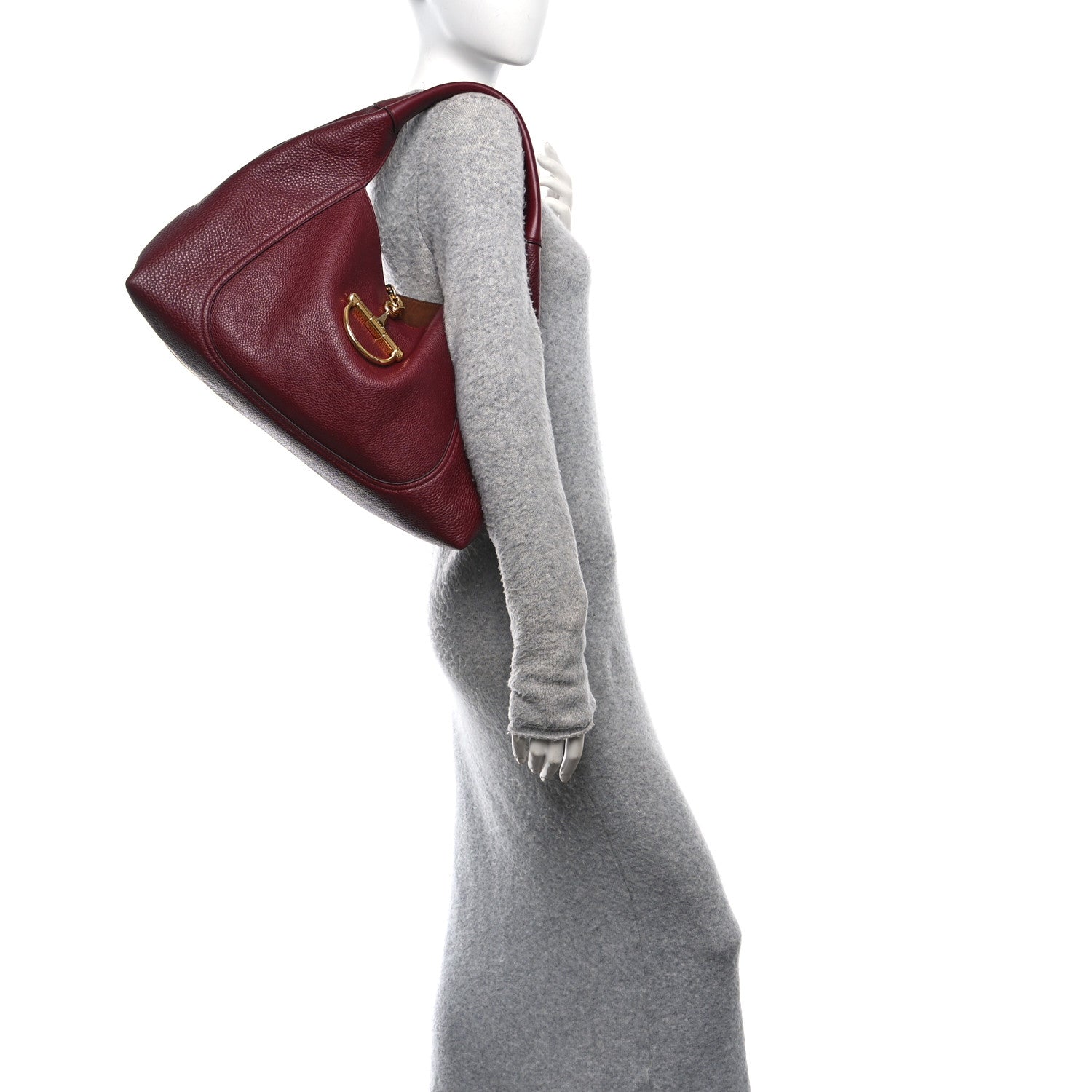 Gucci Grained Calfskin Softbit Maxi Shoulder Bag Rosso