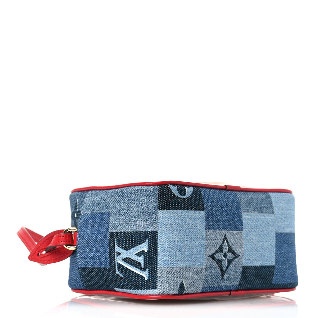Louis Vuitton Denim Damier Monogram Patchwork PVC Beach Pouch Blue Rouge