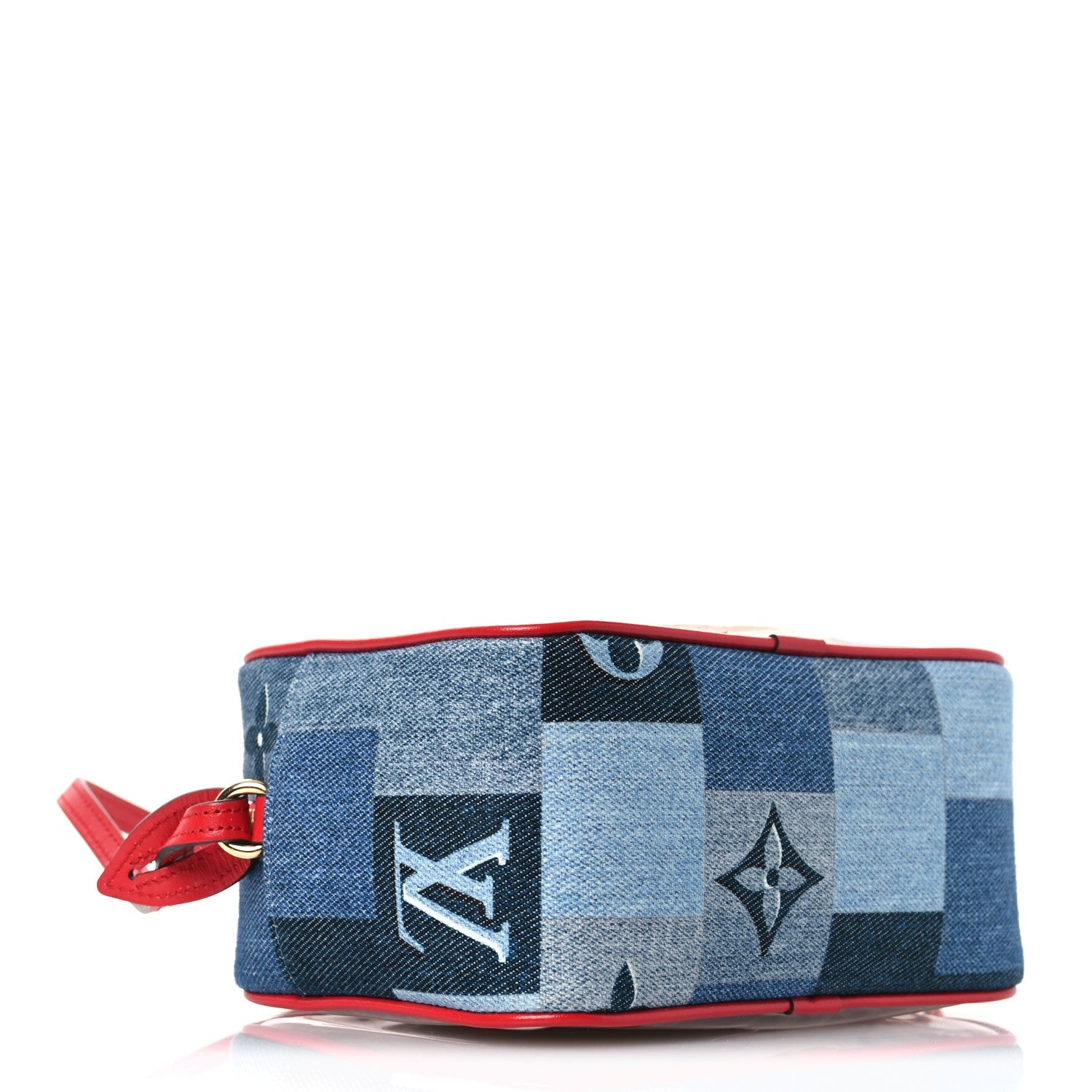 Louis Vuitton Denim Damier Monogram Patchwork PVC Beach Pouch Blue Rouge