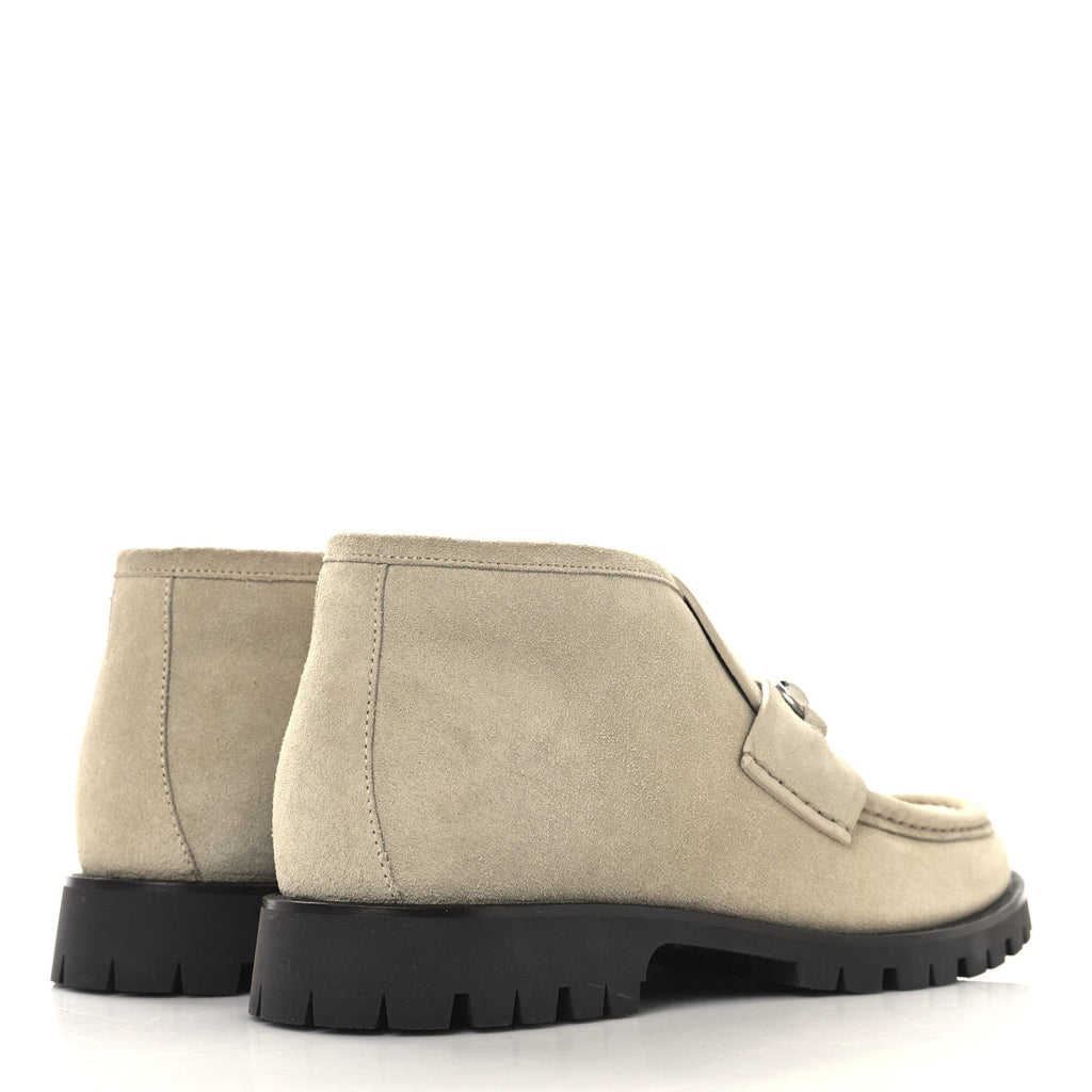 Gucci Suede Mens Horsebit Ankle Boots 8.5 Beige