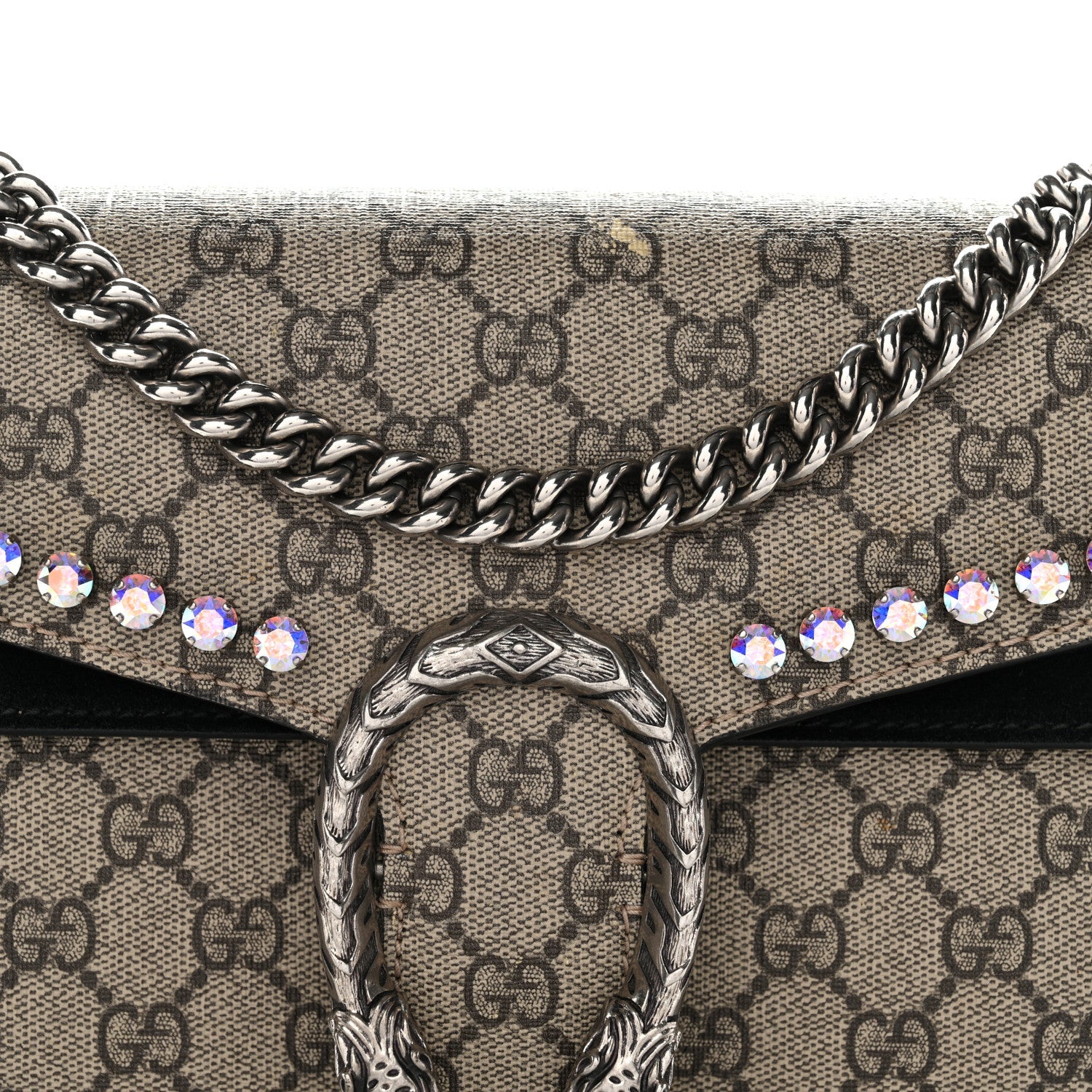 Gucci GG Supreme Monogram Crystal Small Dionysus Shoulder Bag Black