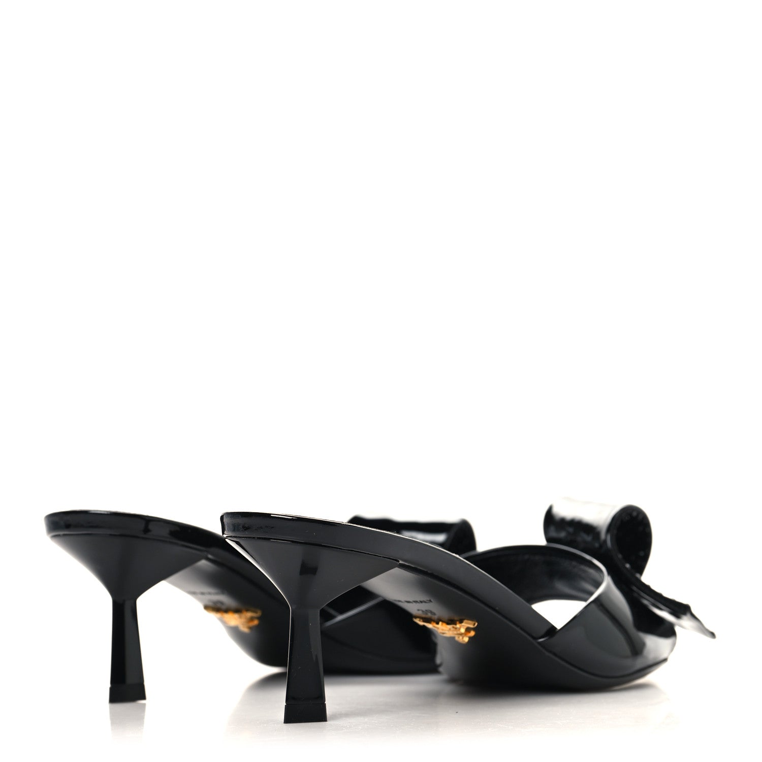 Prada Vernice Crystal Bow Pumps 39 Black