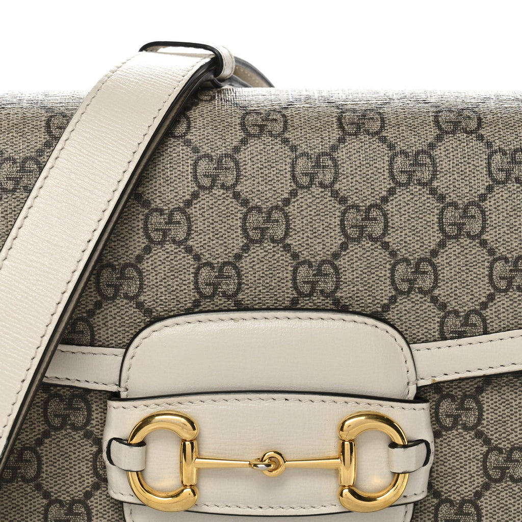 Gucci GG Supreme Monogram Horsebit 1955 Shoulder Bag Beige Mystic White