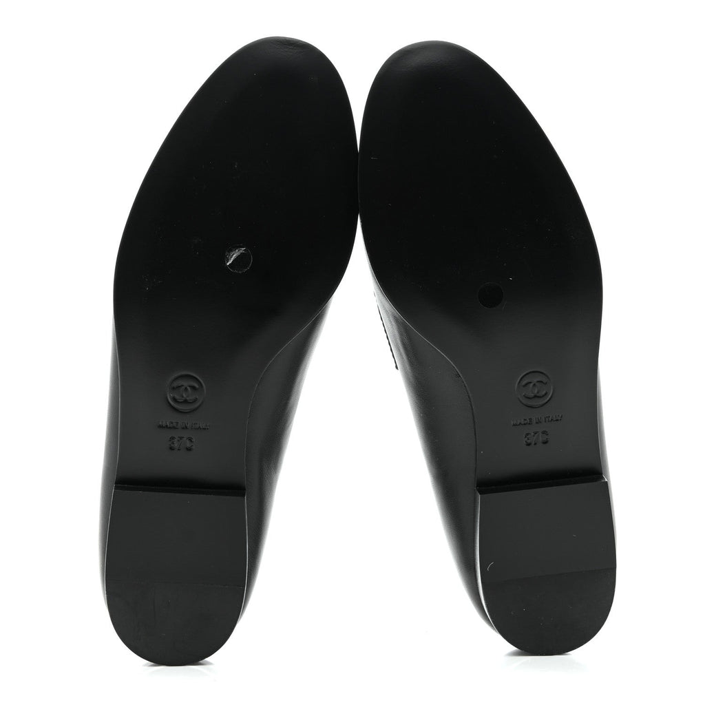Lambskin Enamel CC Moccasin Loafers 37 Black