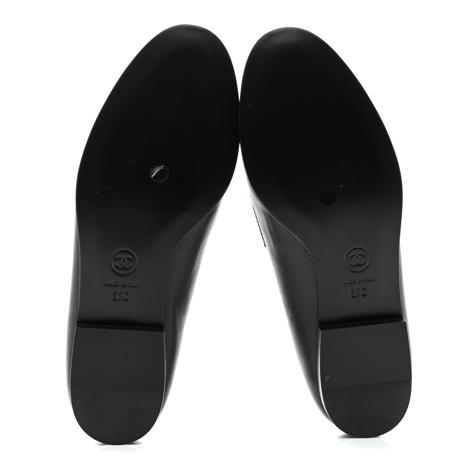 Lambskin Enamel CC Moccasin Loafers 37 Black