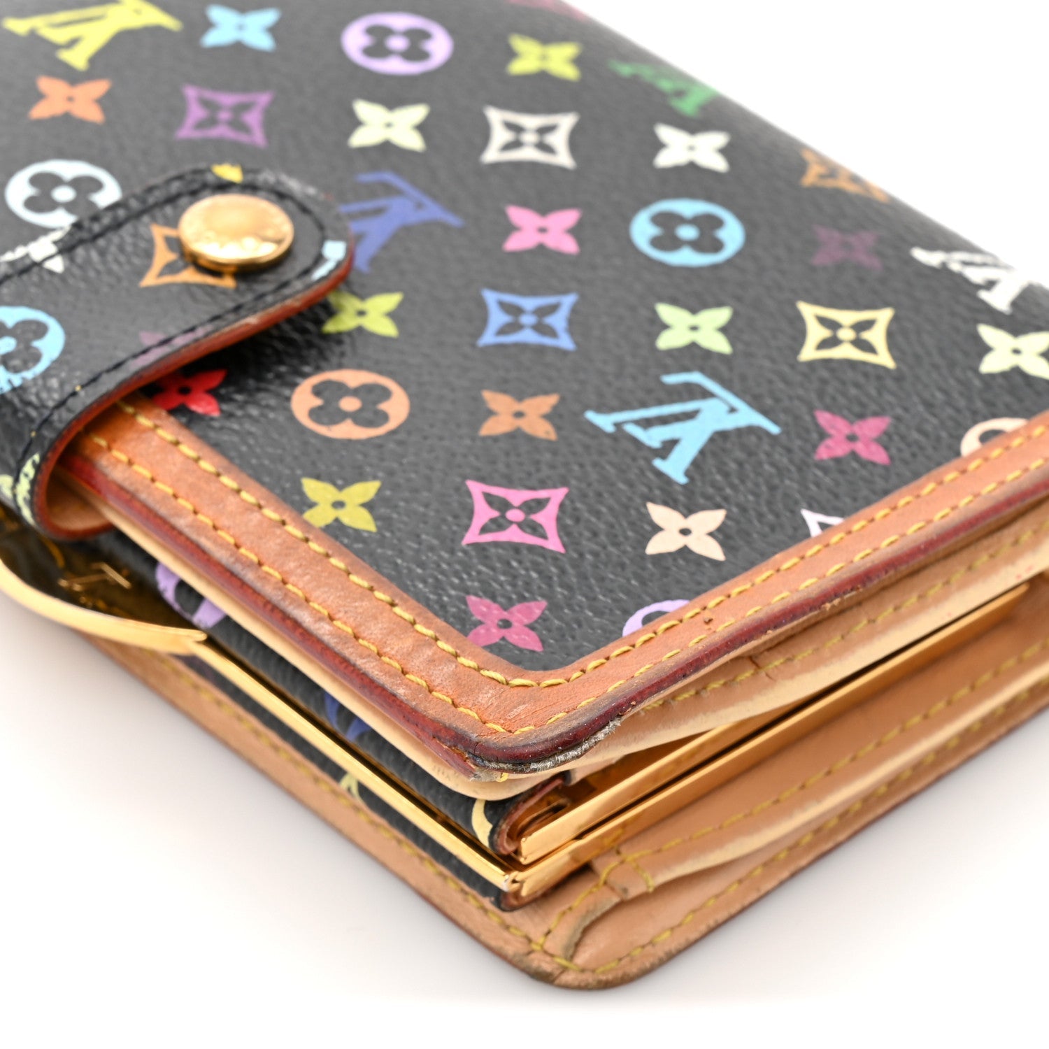 Louis Vuitton Monogram Multicolor French Purse Wallet Black