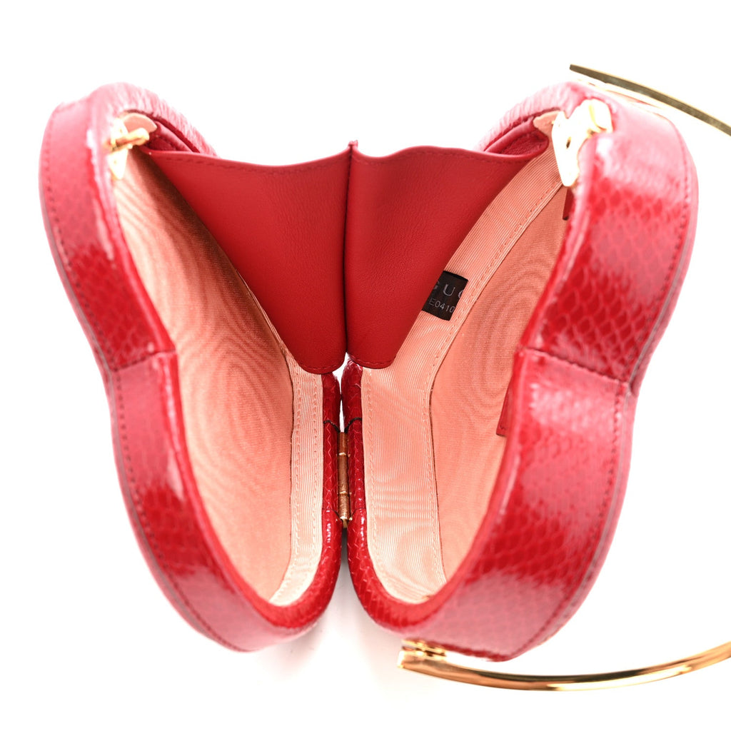 Gucci Snakeskin Broadway Mini Heart Top Handle Bag Rasberry Candy