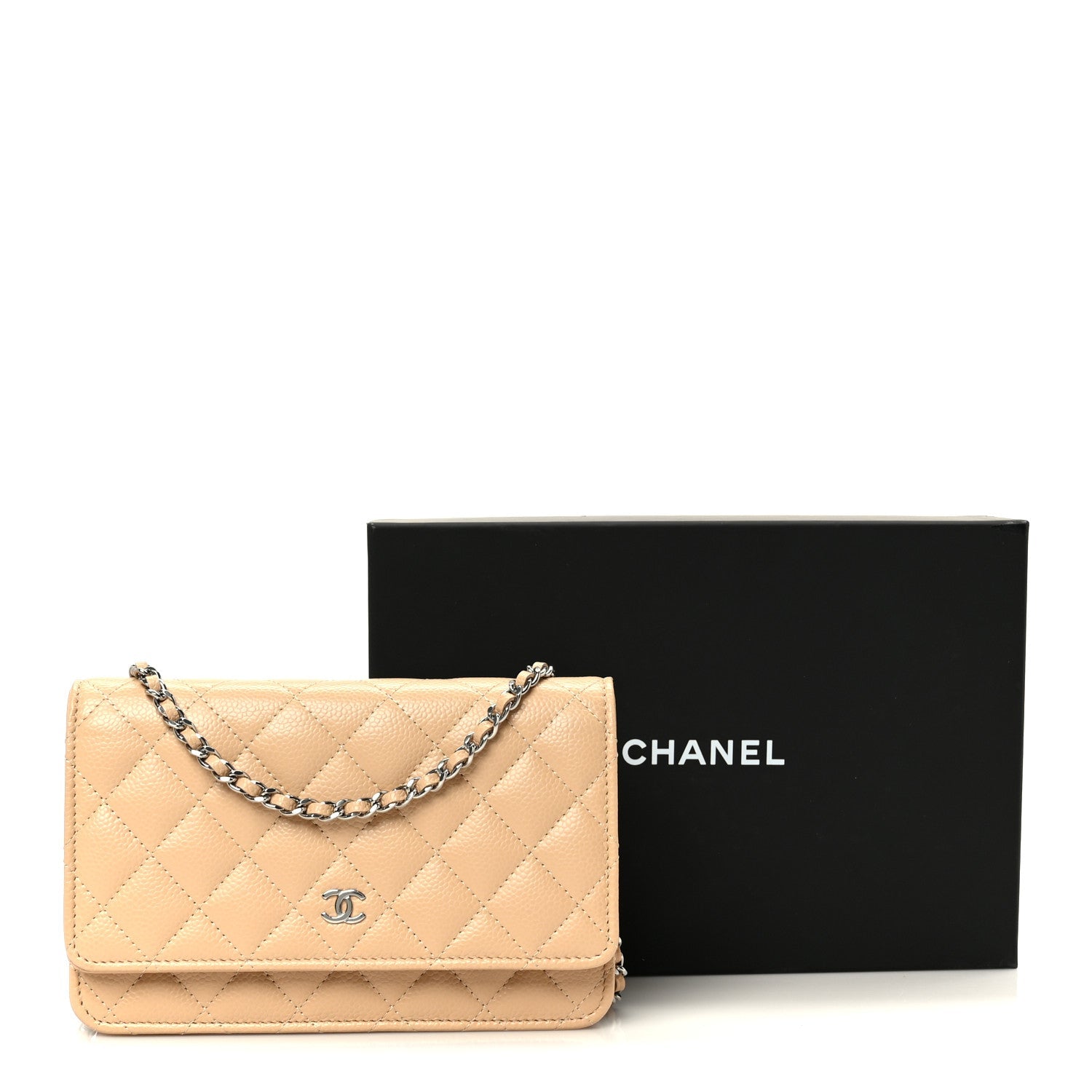 Chanel Caviar Quilted Wallet on Chain WOC Beige