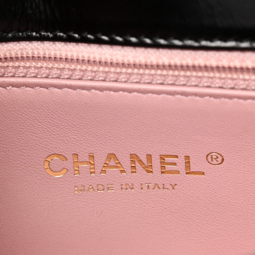 Chanel Iridescent Calfskin Quilted Small Straight Lined Flap Black