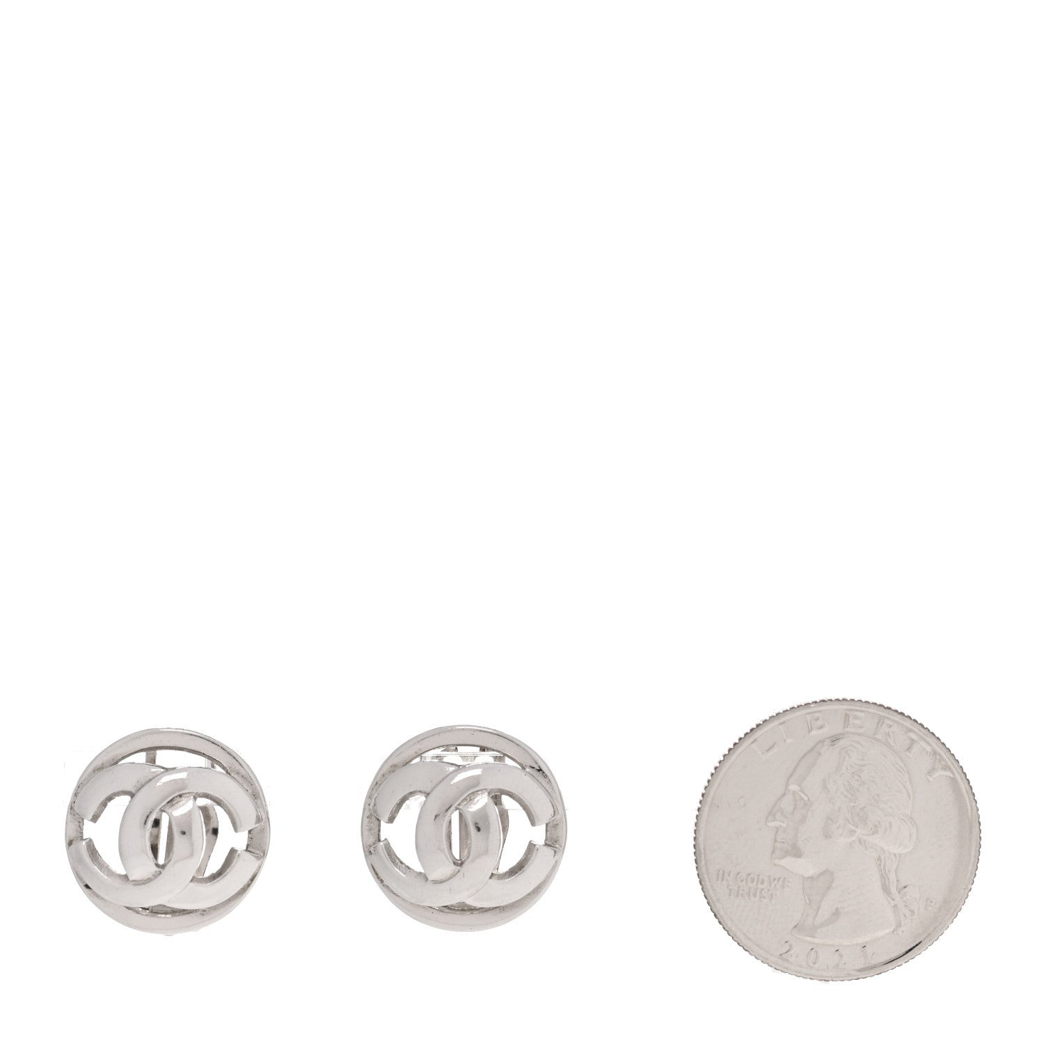 Metal CC Clip On Earrings Silver