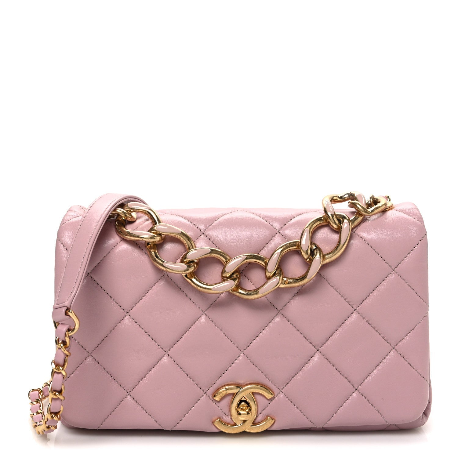 Chanel Lambskin Quilted Medium Color Match Flap Light Pink
