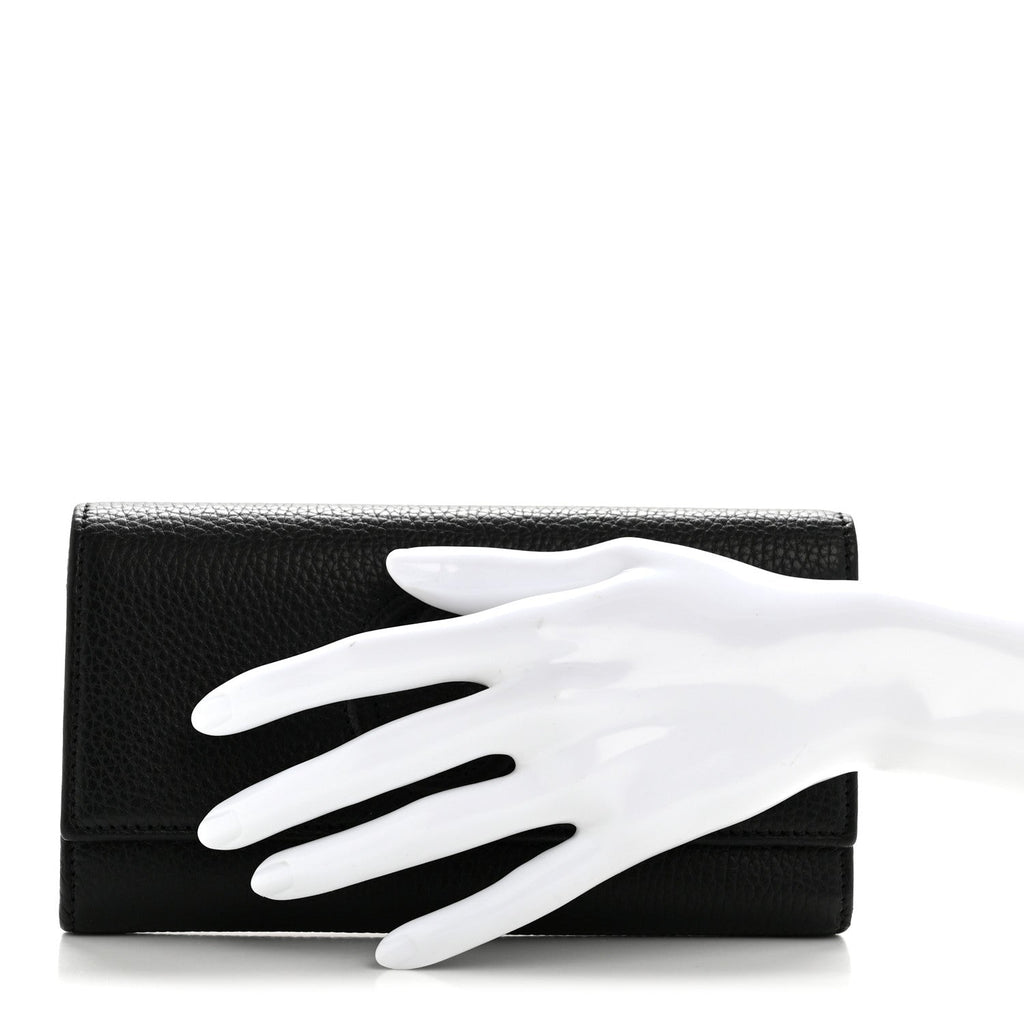 Gucci Pebbled Calfskin Large Soho Continental Wallet Black