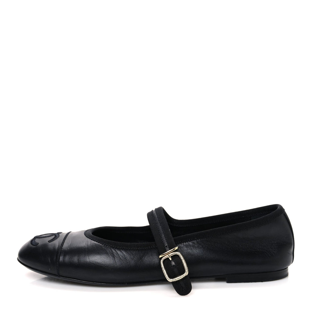 Lambskin Mary Jane Flats 40 Black