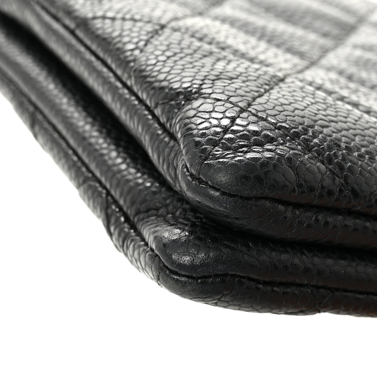 Caviar Quilted Small Zipped Clutch Black
