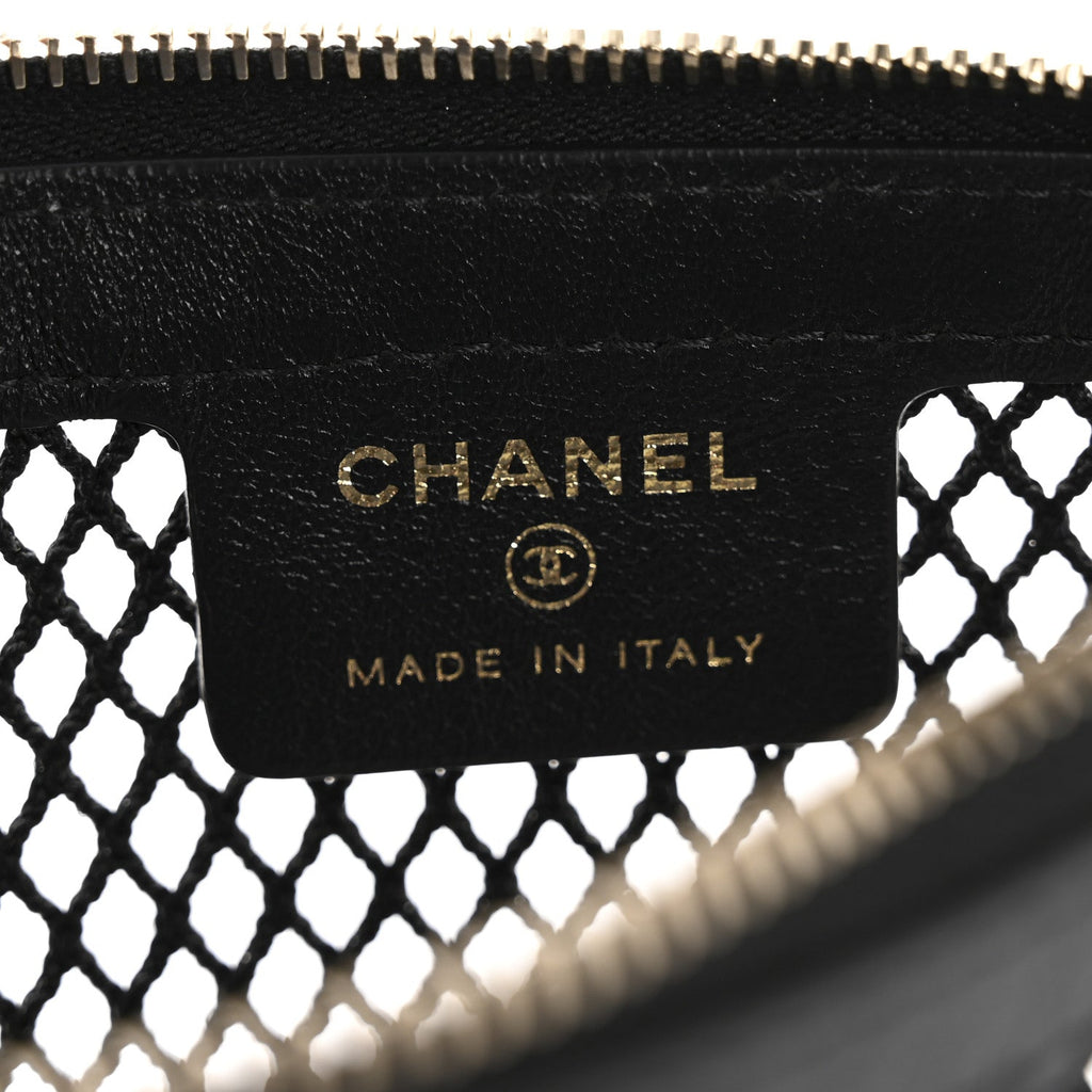 Chanel Mesh Shiny Lambskin Pouch Hobo Black