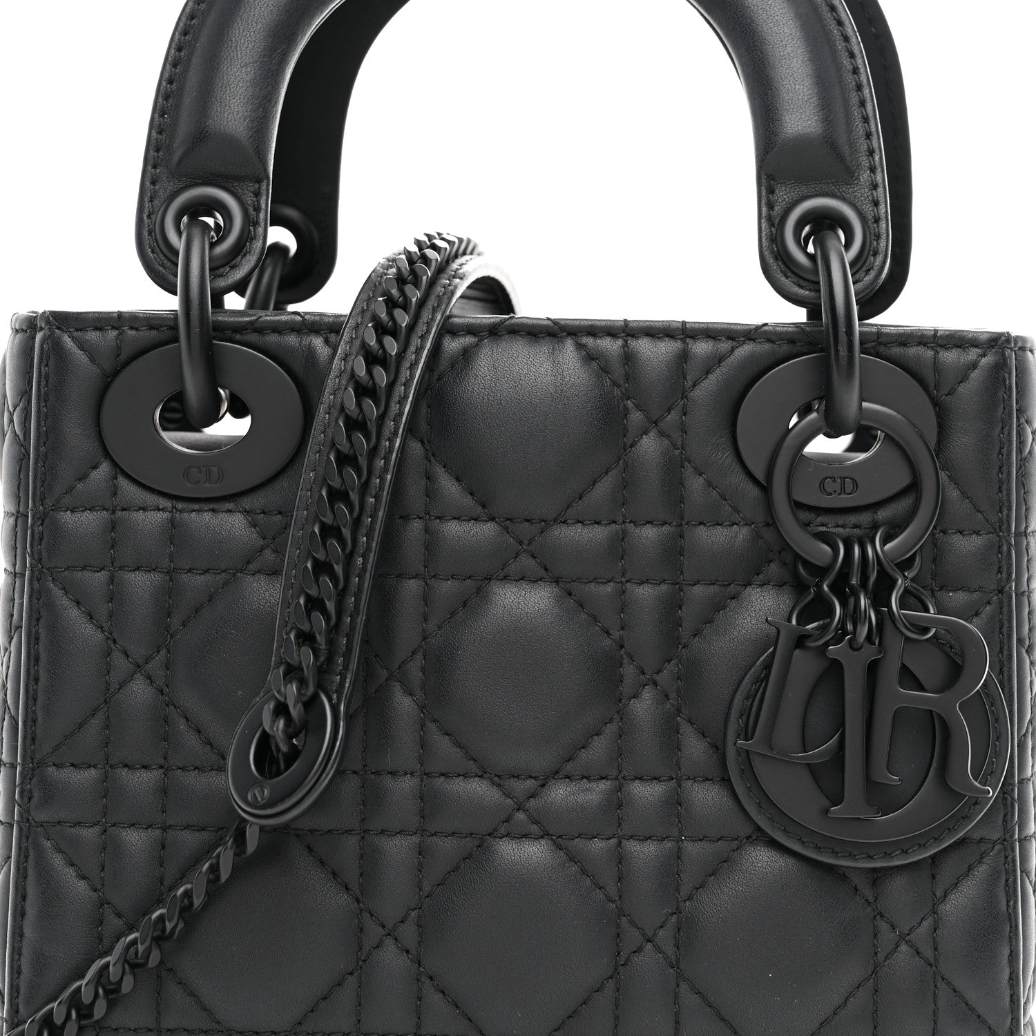 Christian Dior Ultra Matte Calfskin Cannage Mini Lady Dior Black