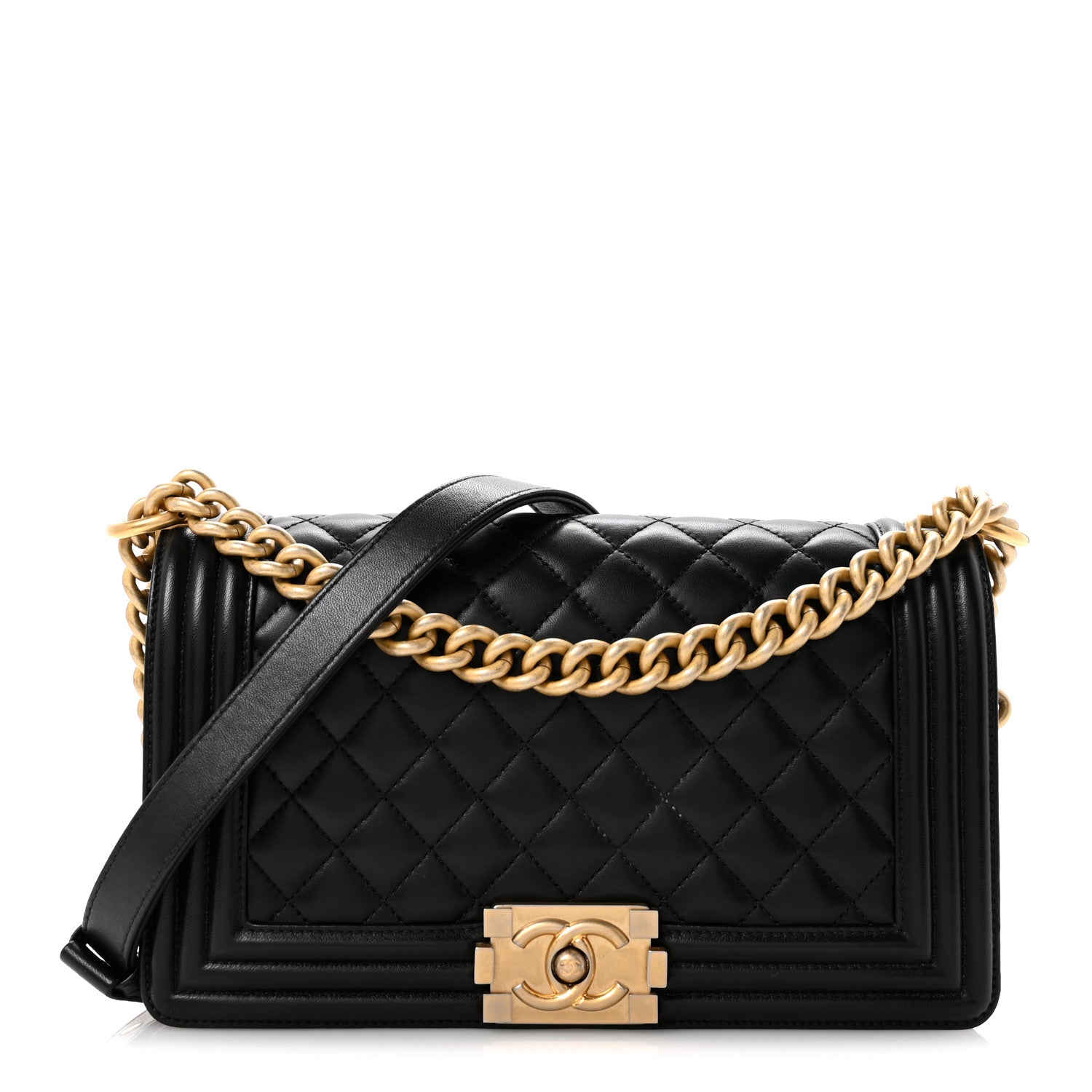 Chanel Lambskin Quilted Medium Boy Flap Black