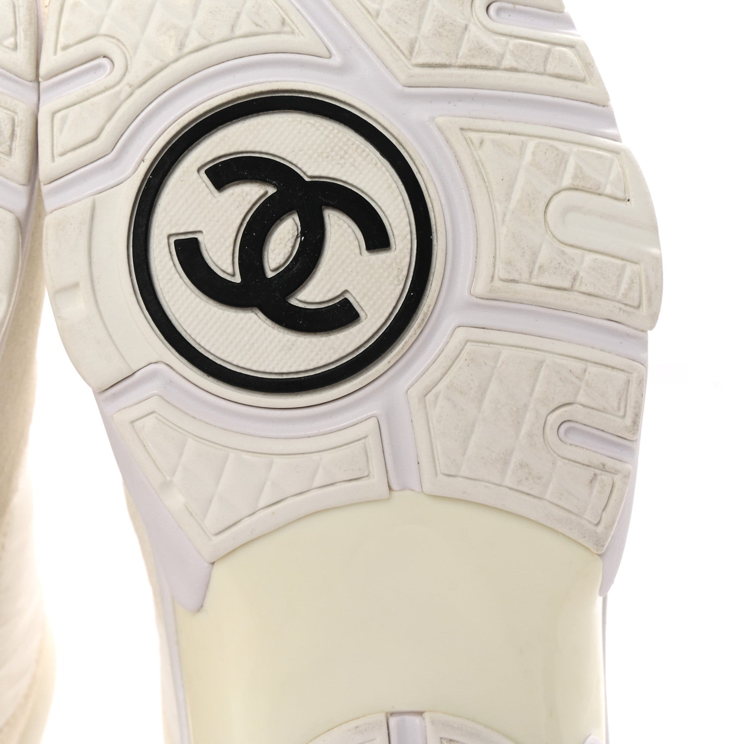 Chanel Suede Calfskin Fabric CC Sneakers 38 White