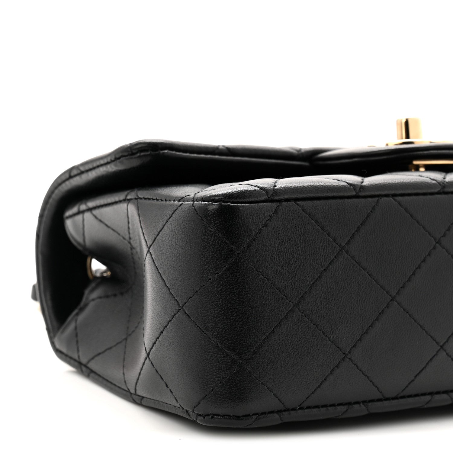 Chanel Lambskin Quilted Mini Rectangular Flap Black