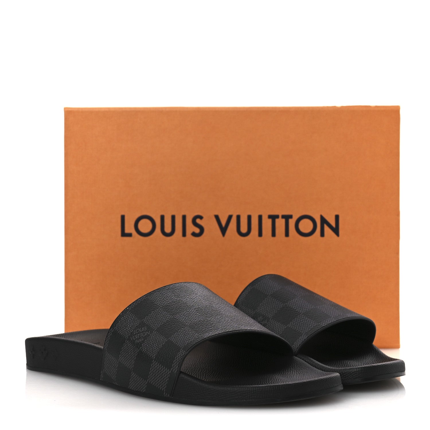 Louis Vuitton Damier Graphite Mens Waterfront Slide Sandal 9 Black