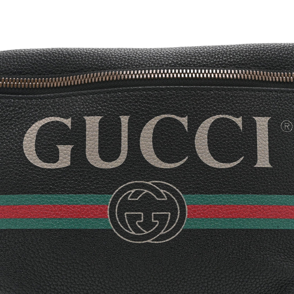 Gucci Grained Calfskin Logo Belt Bag Black