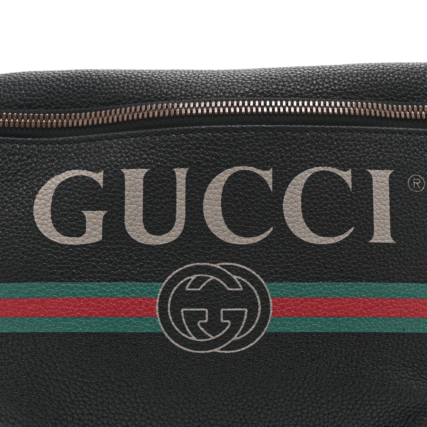 Gucci Grained Calfskin Logo Belt Bag Black