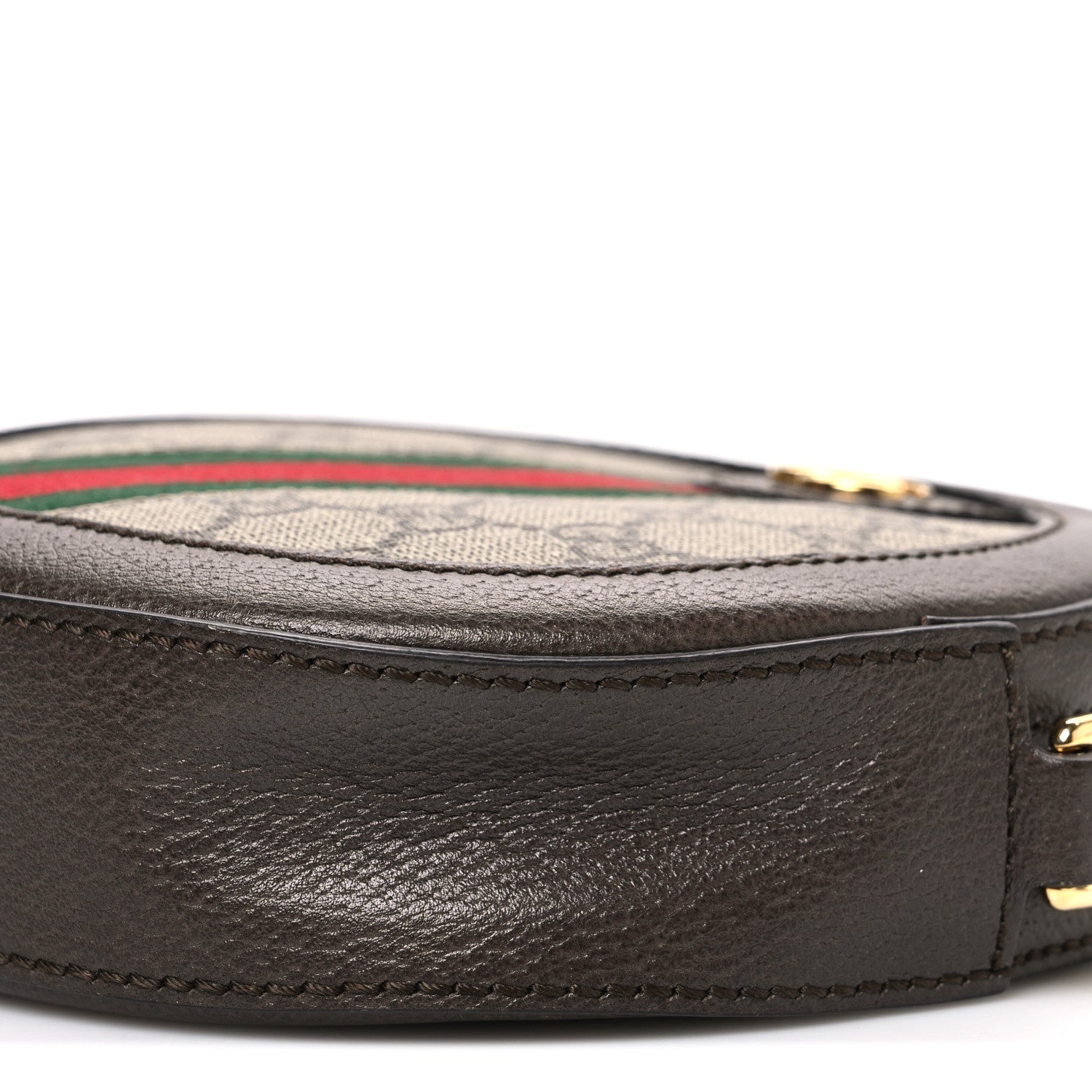 Gucci GG Supreme Monogram Web Mini Ophidia Round Shoulder Bag Brown