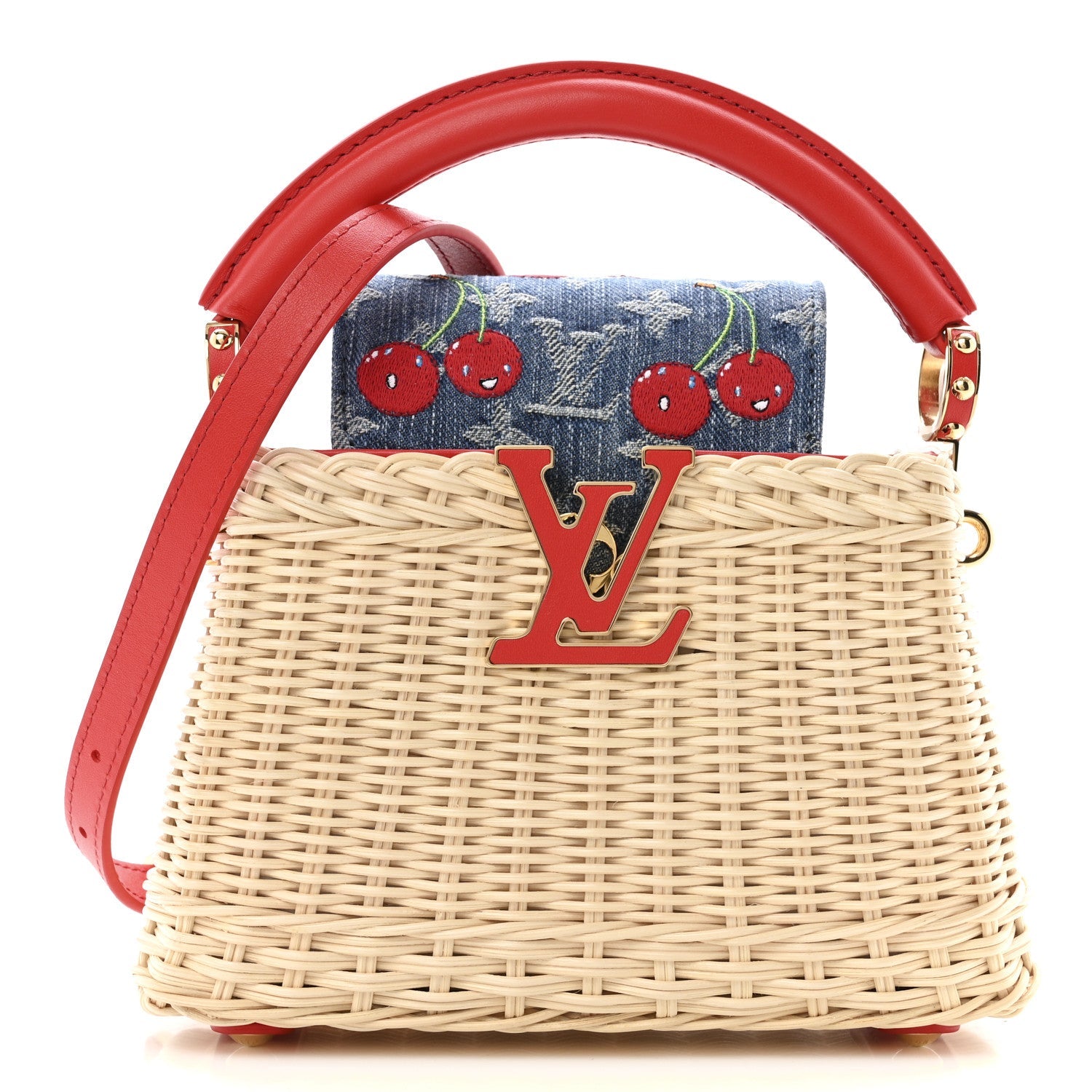 Louis Vuitton LV X TM Rattan Denim Calfskin Cerises Capucines Mini