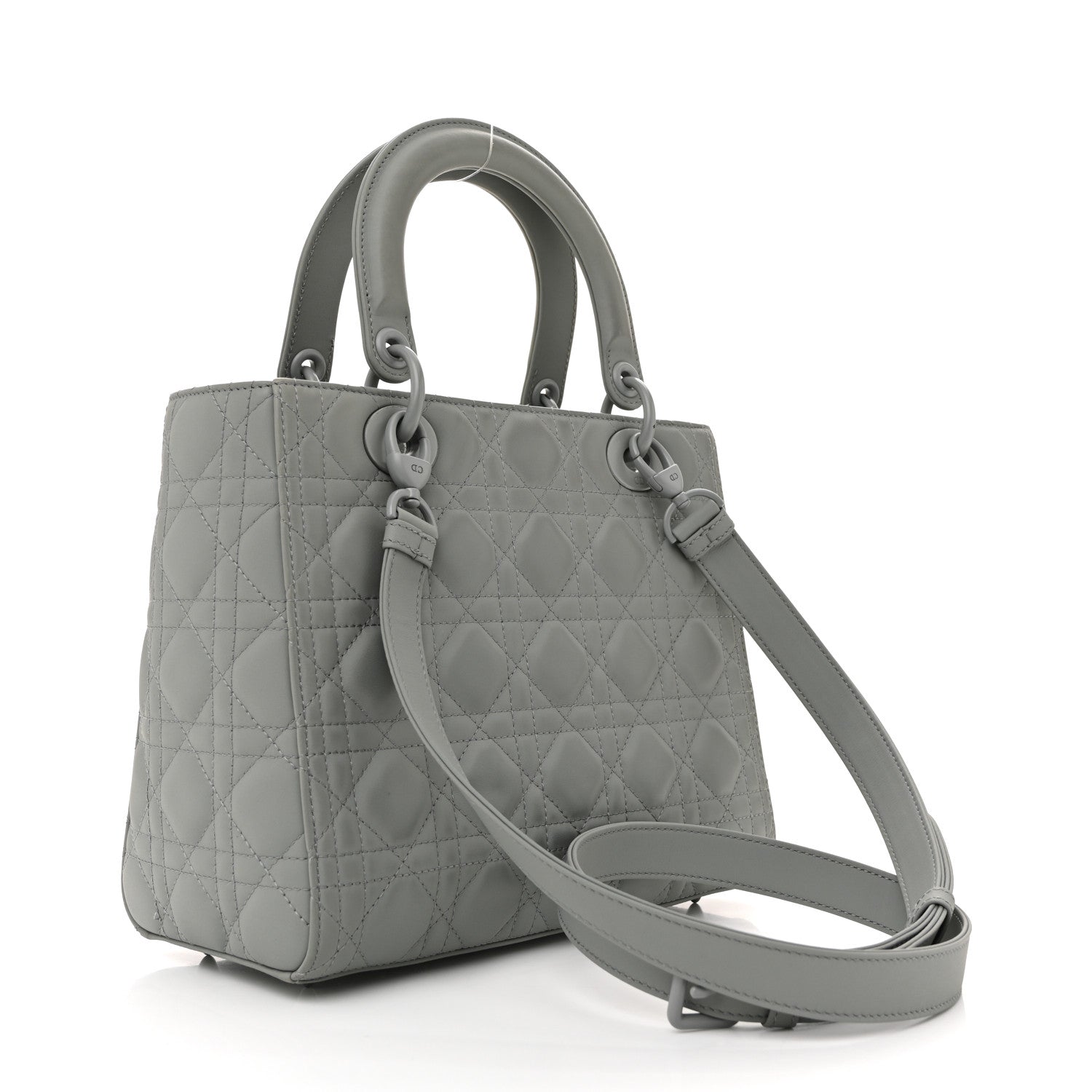 Christian Dior Ultra Matte Calfskin Cannage Medium Lady Dior Grey Stone