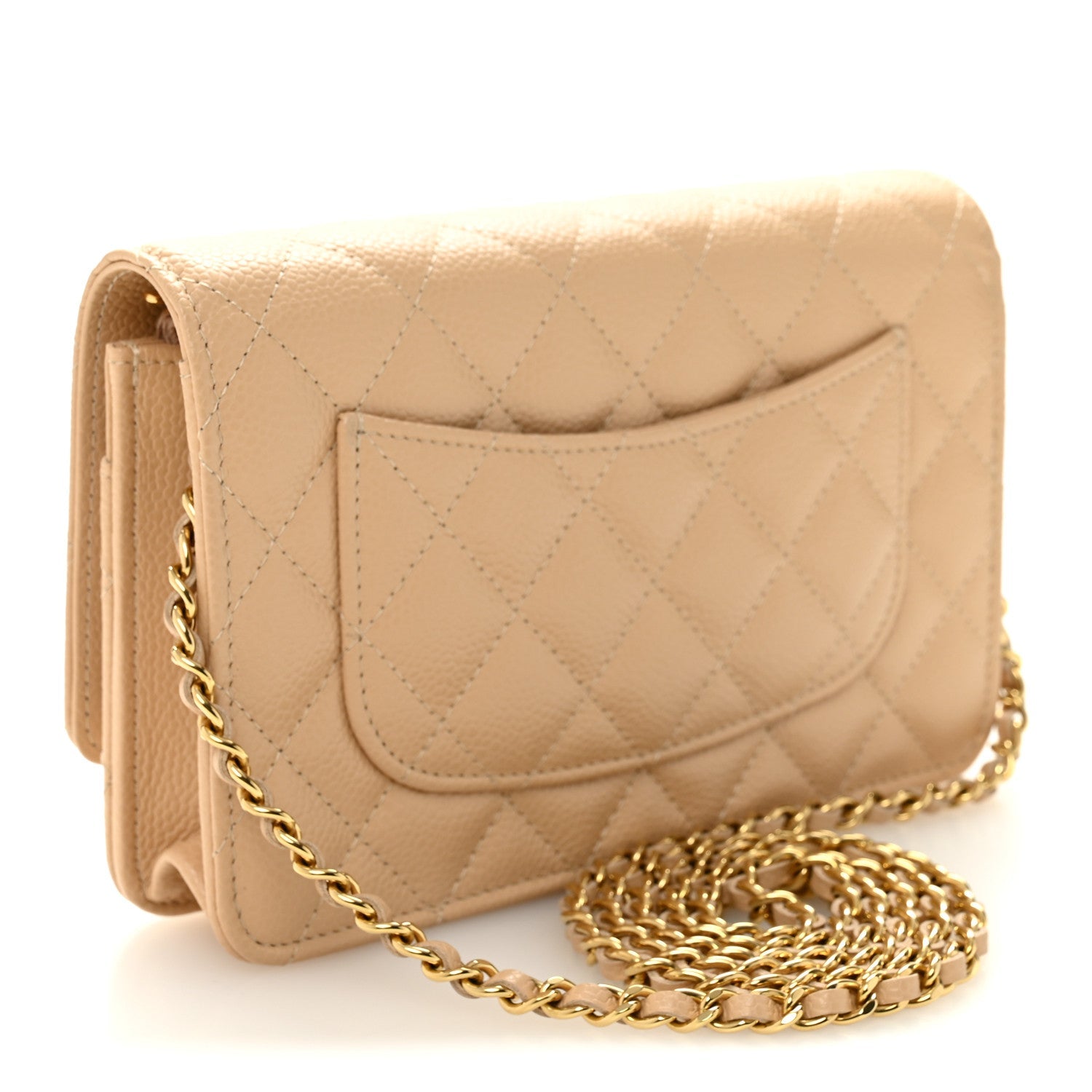 Chanel Caviar Quilted Wallet on Chain WOC Beige