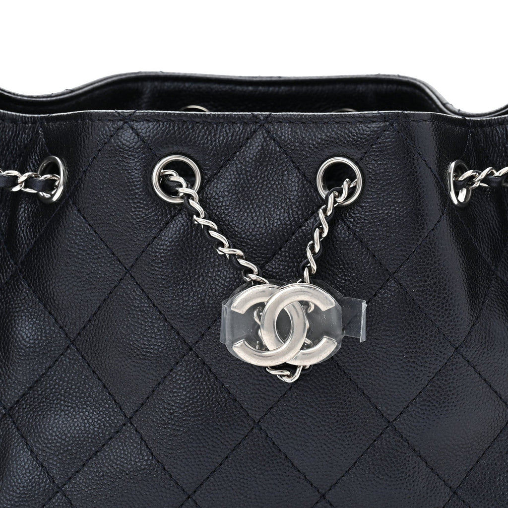 Chanel Metallic Caviar Quilted Mini Chanel 25 Handbag Dark Blue