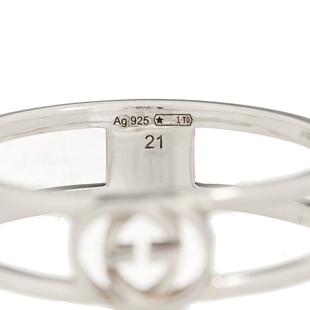 Gucci Sterling Silver 6mm Interlocking G Open Band Ring 60 9.25