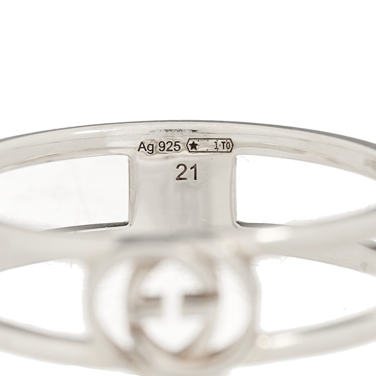 Gucci Sterling Silver 6mm Interlocking G Open Band Ring 60 9.25