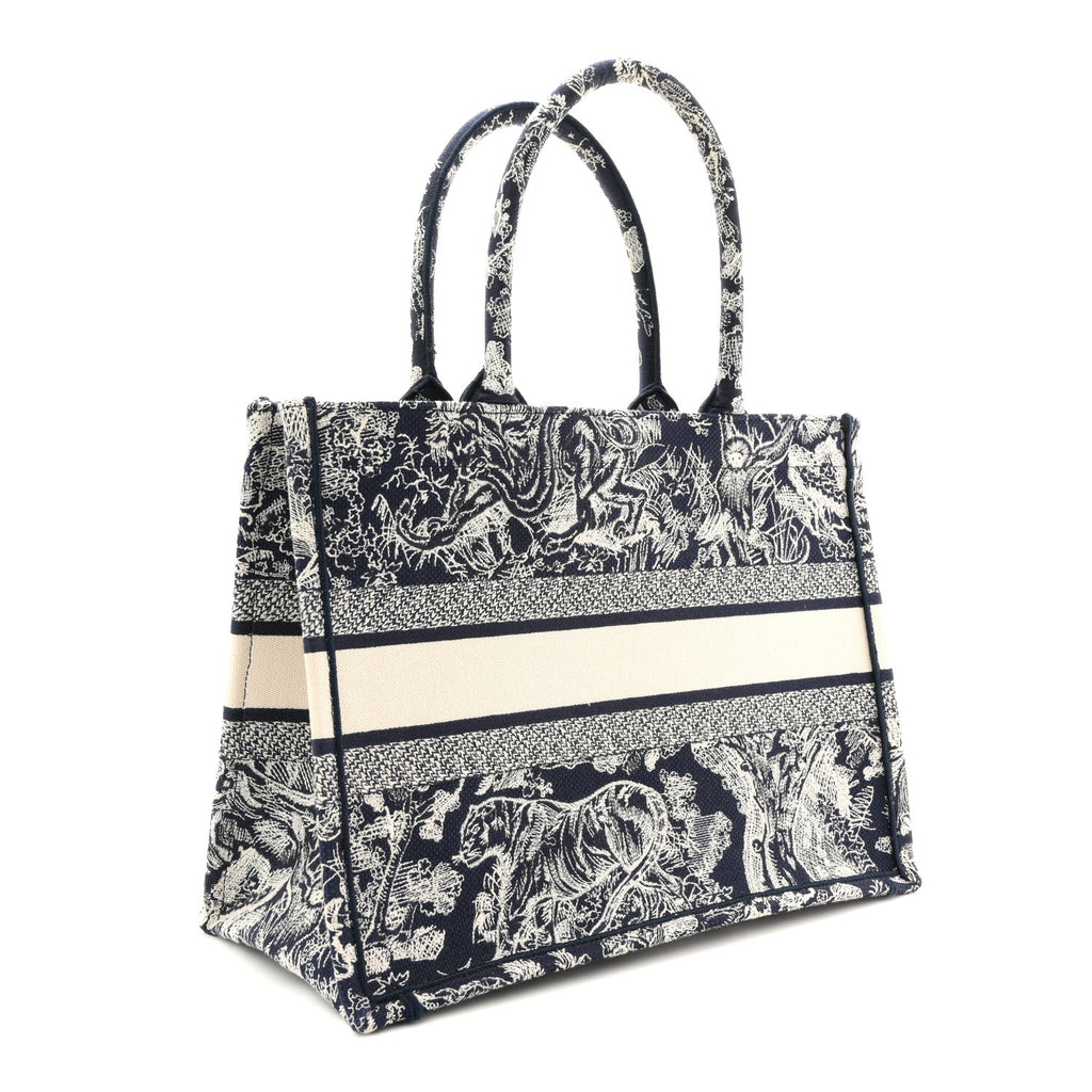 Christian Dior Canvas Embroidered Medium Dioriviera Toile De Jouy Book Tote Blue