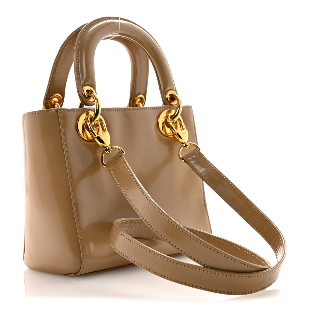 Christian Dior Patent Mini Lady Dior Beige