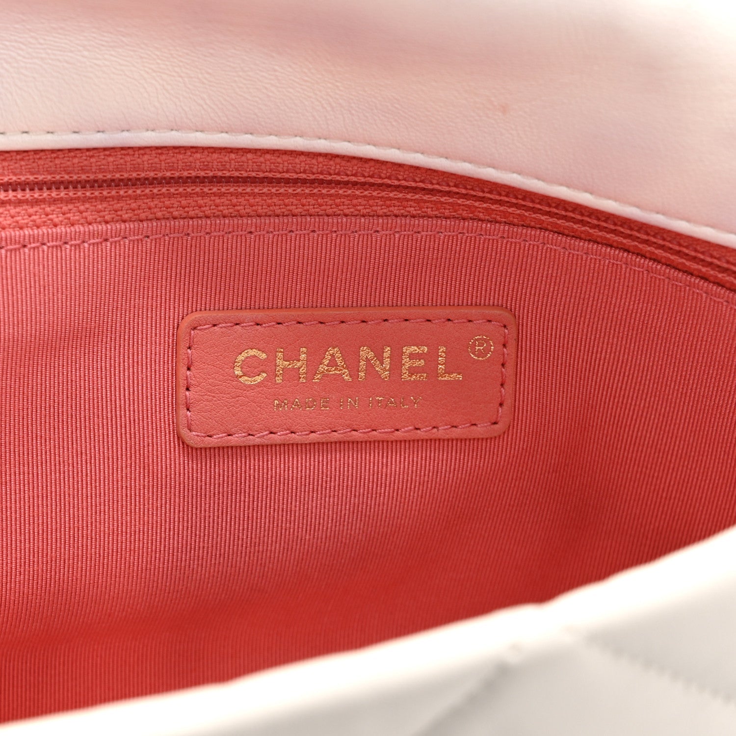 Chanel Lambskin Quilted Logo Strap Flap White