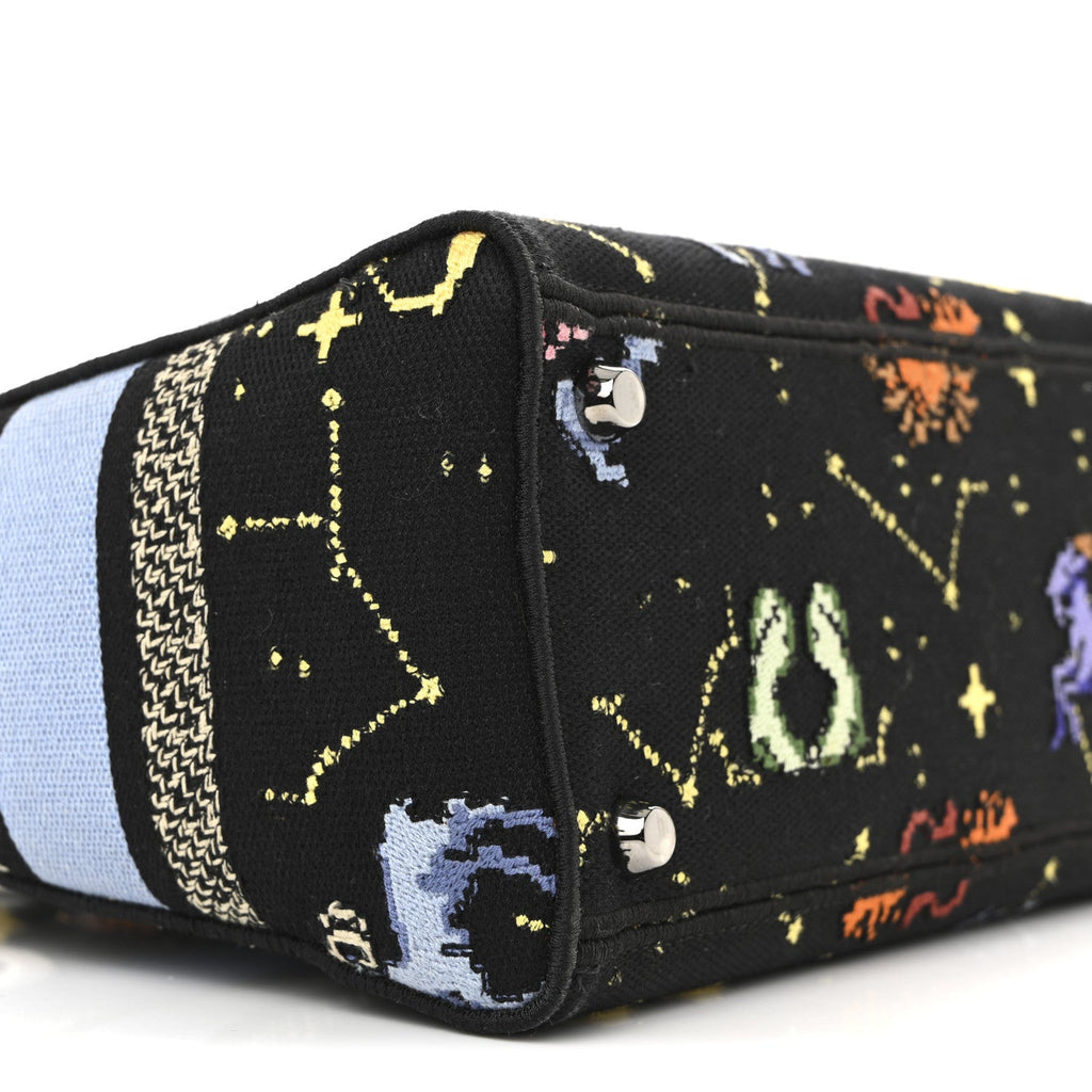Christian Dior Canvas Pixel Zodiac Embroidered Medium Lady D-Lite Nero Multicolor