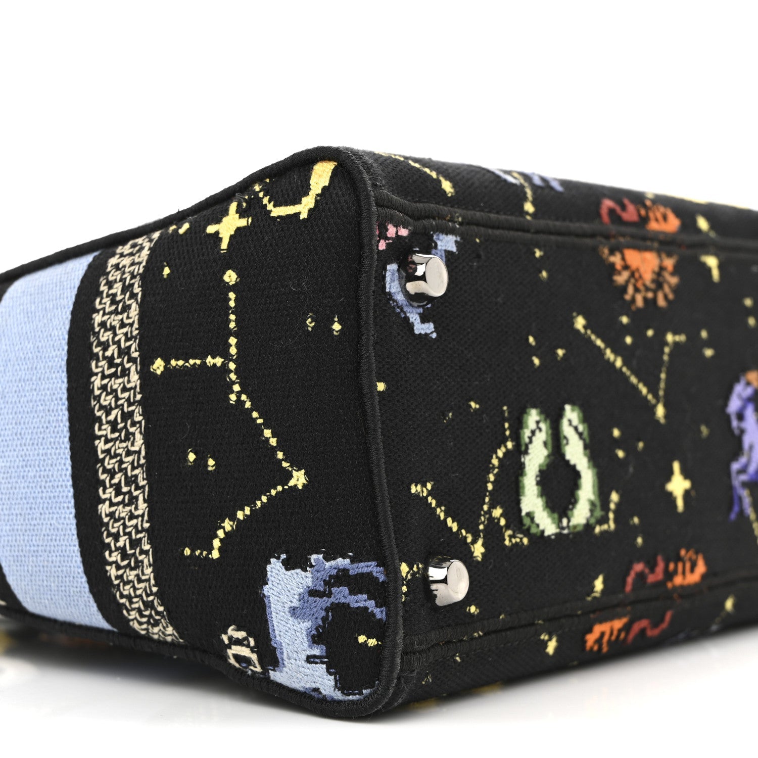 Christian Dior Canvas Pixel Zodiac Embroidered Medium Lady D-Lite Nero Multicolor