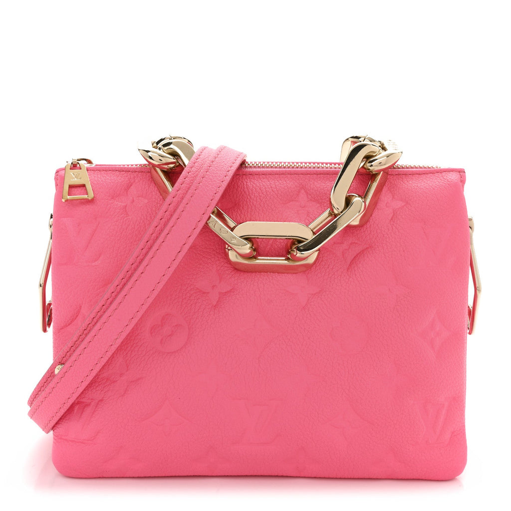 Louis Vuitton Calfskin Embossed Monogram Coussin BB Rose Fluo