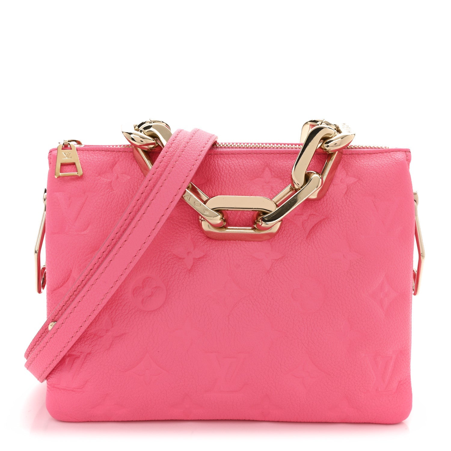 Louis Vuitton Calfskin Embossed Monogram Coussin BB Rose Fluo