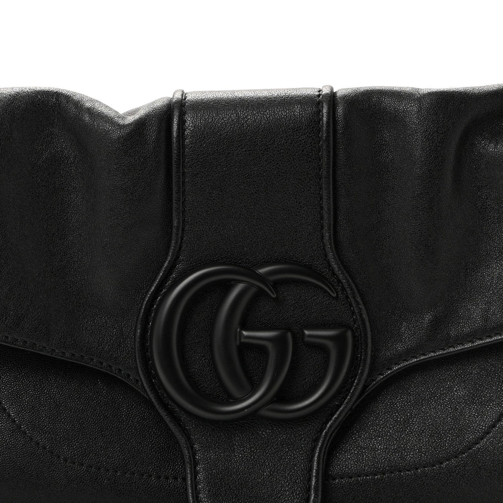 Gucci Goatskin Small GG Monochrome Aphrodite Shoulder Bag Black