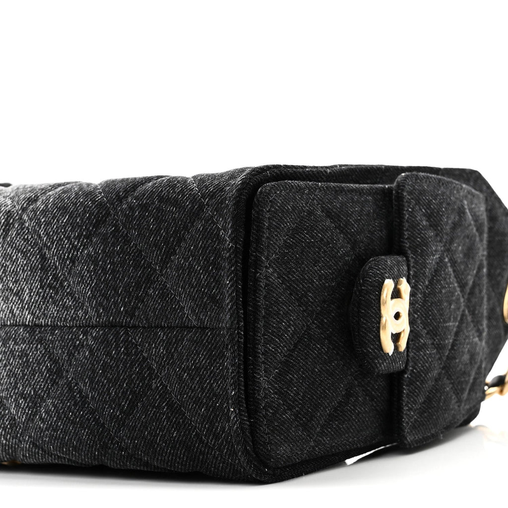 Chanel Washed Denim Quilted Mini Chanel 25 Handbag Black