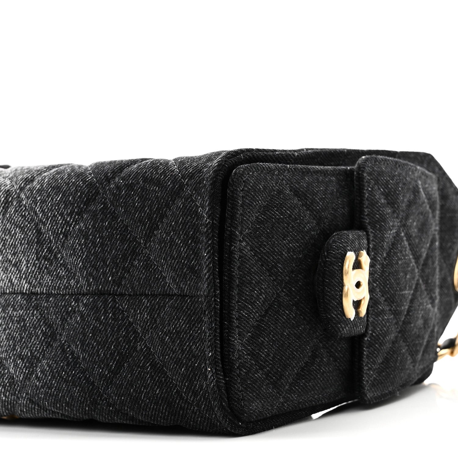 Chanel Washed Denim Quilted Mini Chanel 25 Handbag Black