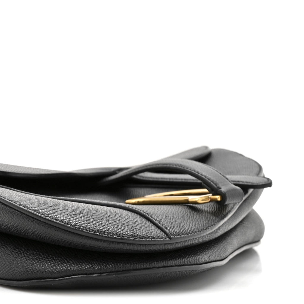 Christian Dior Grained Calfskin Saddle Bag Black