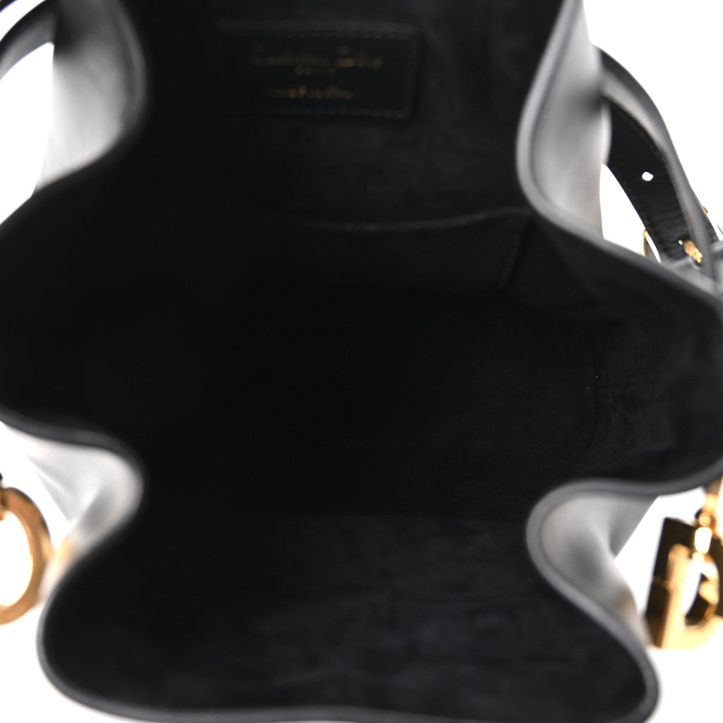 Christian Dior Calfskin CD Embossed Medium C'est Chain Bucket Bag Black