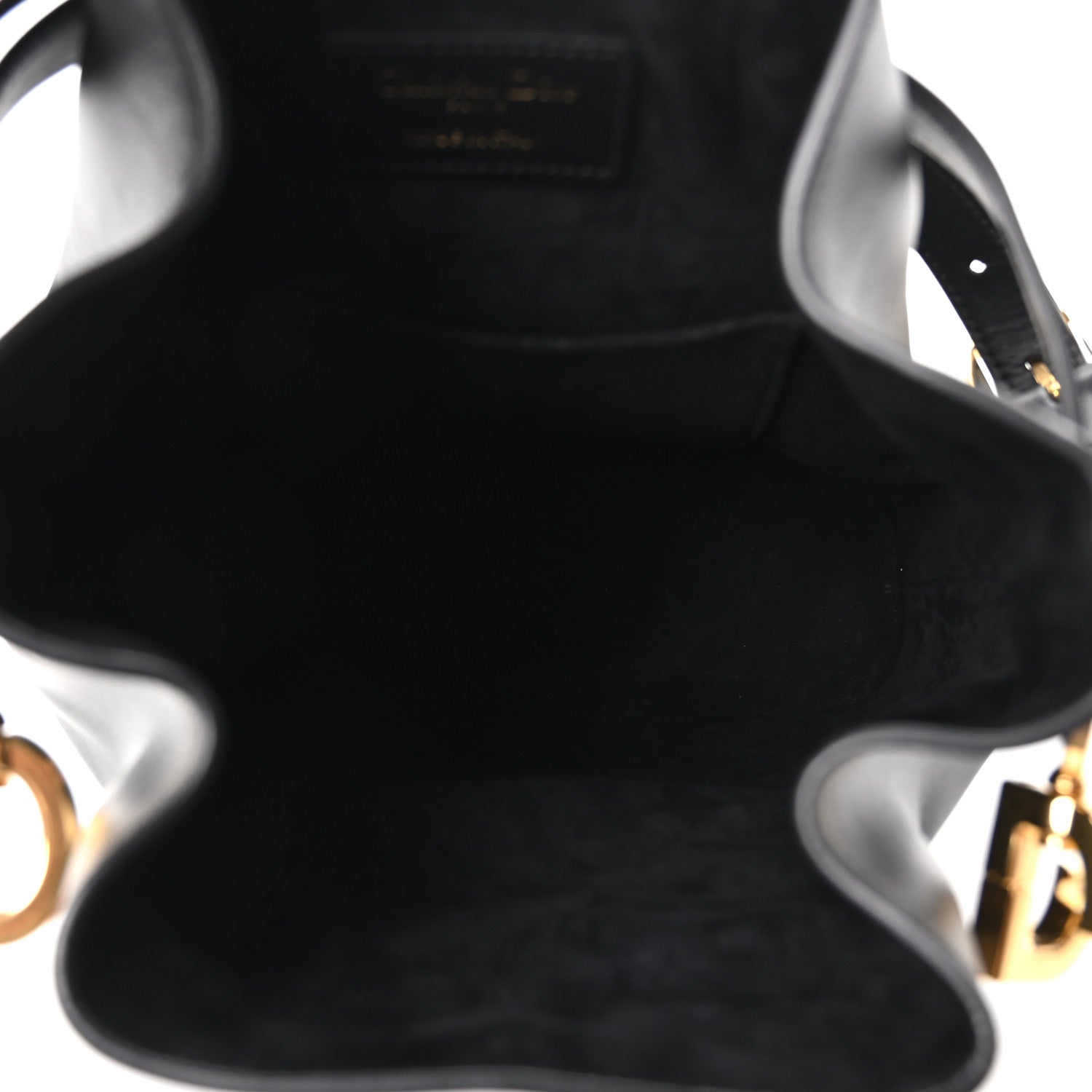Christian Dior Calfskin CD Embossed Medium C'est Chain Bucket Bag Black