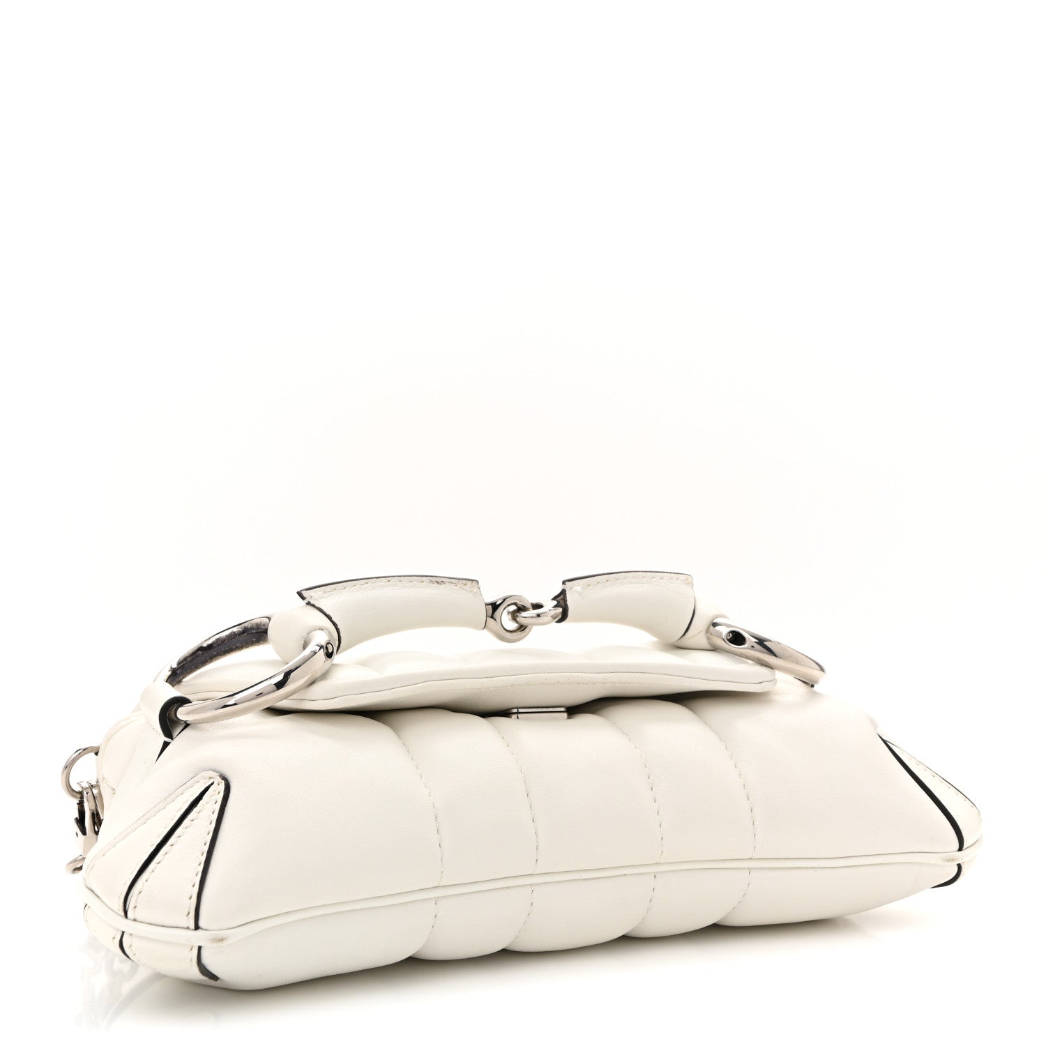 Gucci Nappa Vertical Matelasse Small Maxi Horsebit Chain Shoulder Bag Great White