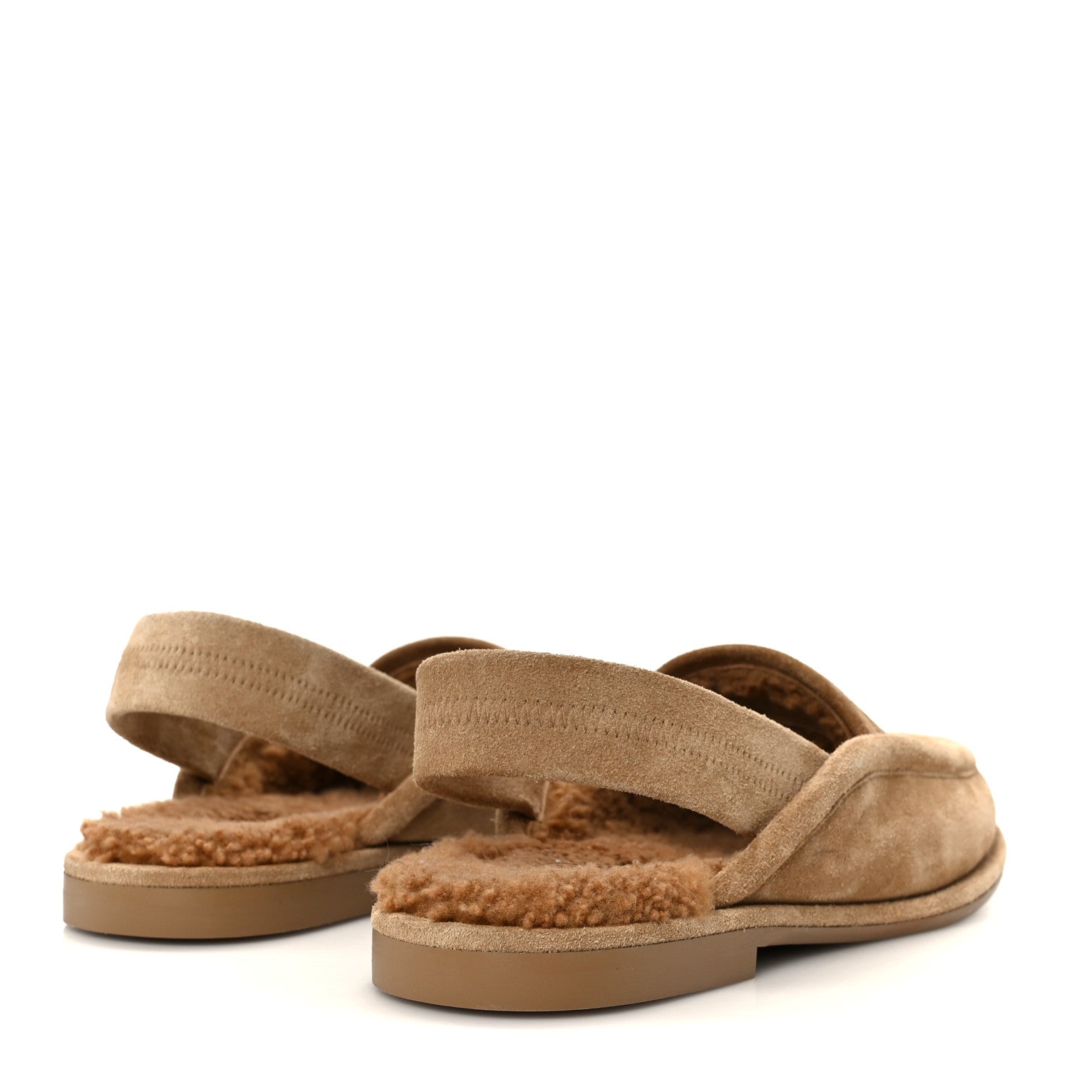 Chanel Suede Calfskin CC Slingback Loafers 35 Dark Beige